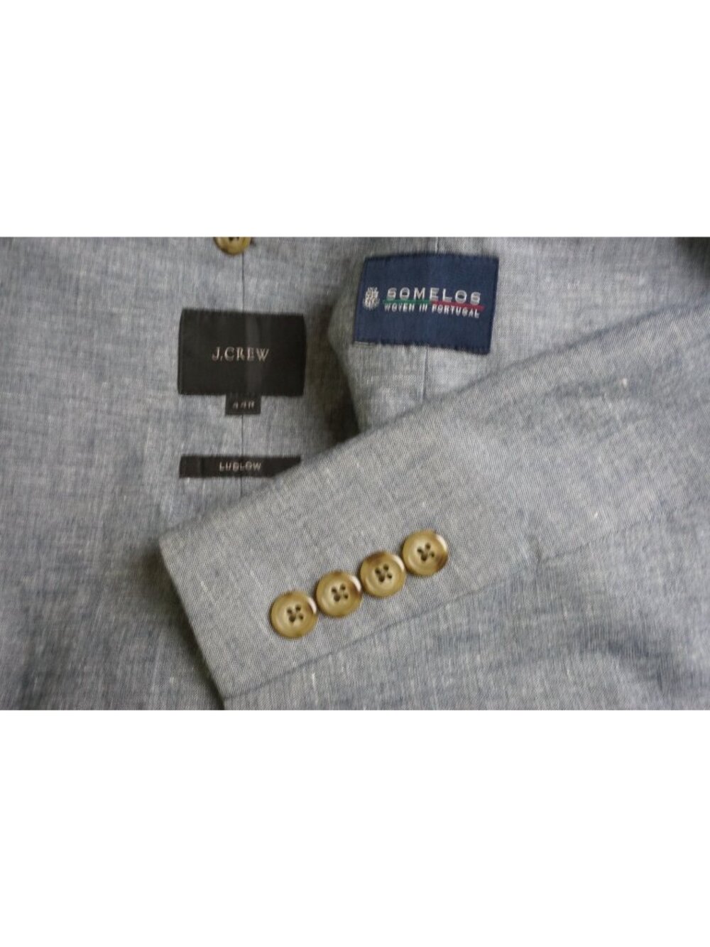 J. Crew Ludlow Cotton Linen Blend Blue Sport Coat Jacket Sz 44R - Picture 1 of 10